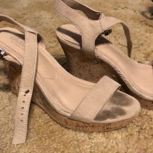 nude brown wedges
